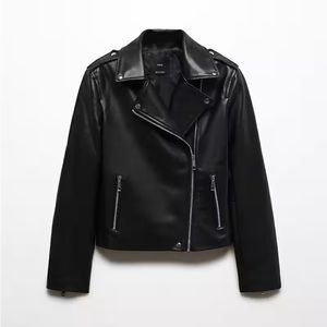 MANGO Faux-leather biker jacket - USA Small S / EUR Medium M